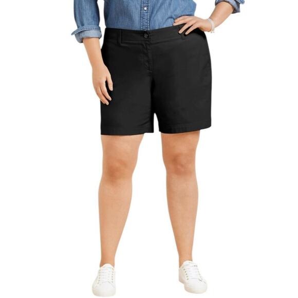 Talbots Cotton Stretch 7” Inseam Relaxed Chino Short Classic Black Size 18W - Picture 1 of 9